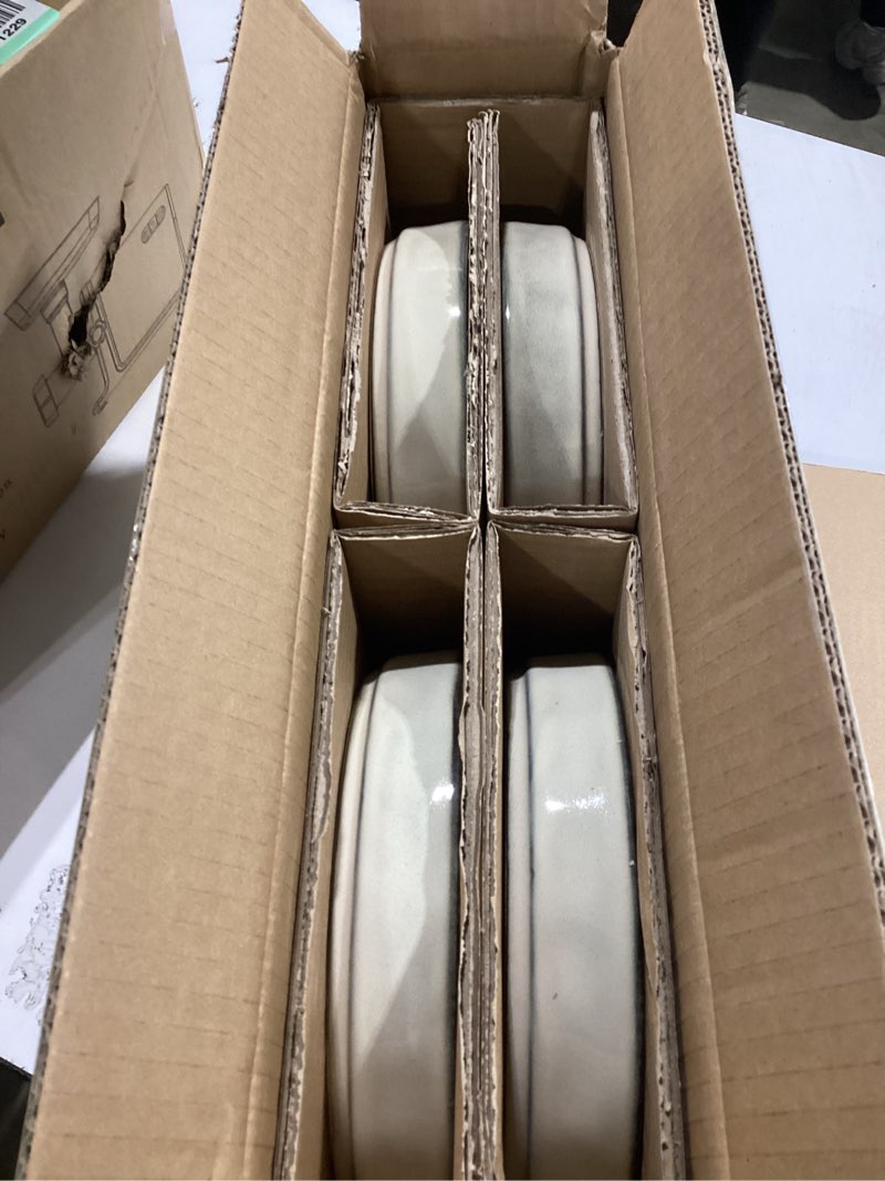 Condition photo showing New/Like New for lianyu pasta bowls, 8.25’’ large bowl sets of 4, stoneware round shallow dinner plates for meal, ceramic salad serving plate for cereal, soup, dishwasher & microwave safe, sandy beige sandy beige ocean series