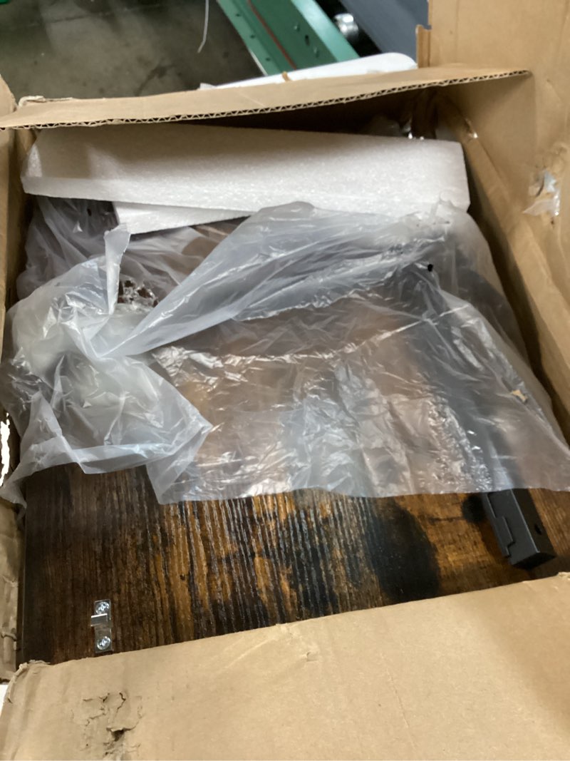 Condition photo showing As Is for sakugi overbed bedside table with wheels, height adjustable laptop desk, hospital bed table with tilt top, rolling bed tray for home & office,27.6" l x 12.9" w x 29.1"–39" h, brown brown 27.6" l x 12.9" w x 29.1"–39" h