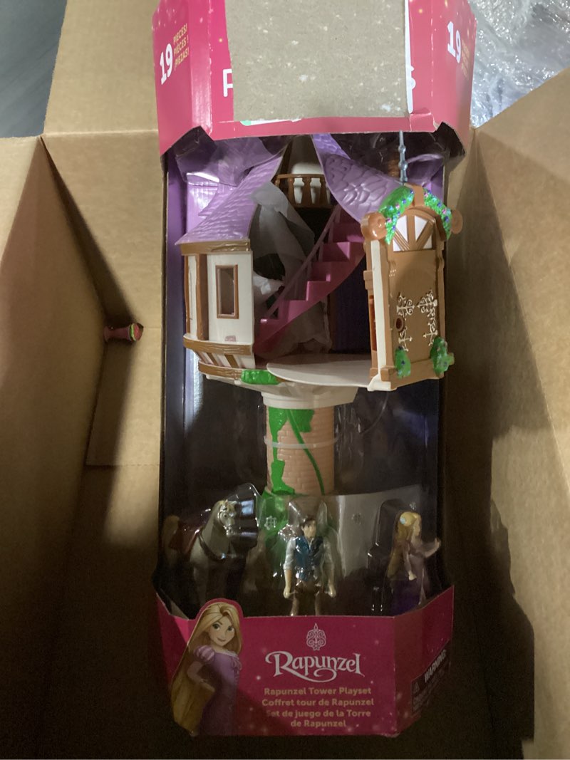 Condition photo showing Good Condition for disney store action toys rapunzel tower playset - 19-piece tangled play set with rapunzel, flynn & more princess toys- includes tower apartment, sculpted figures & art accessories