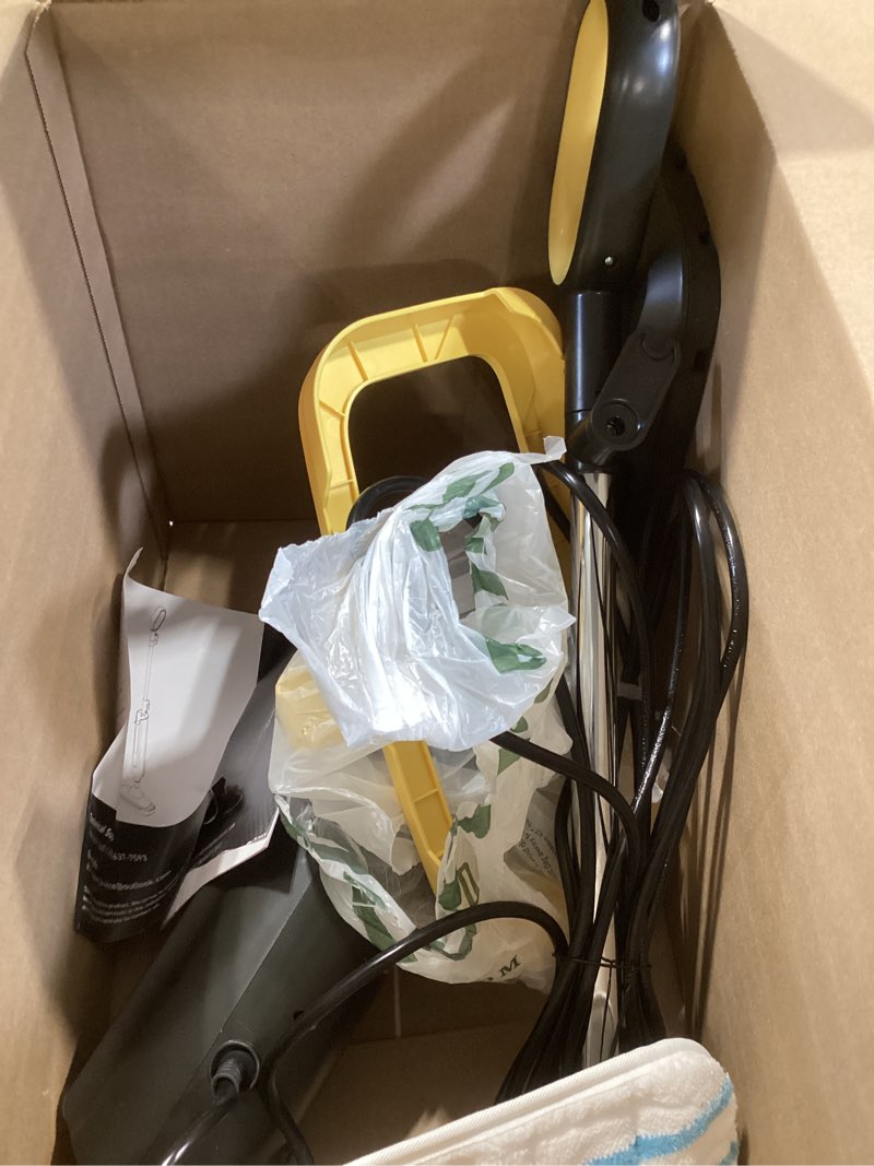 Condition photo showing As Is for newbulig steam mop for hardwood/tile/carpet, lightweight steamer cleaner for floor cleaning, 16.4 ft cord and 2 washable pads black and yellow 43.31"*7.87"*11.1"