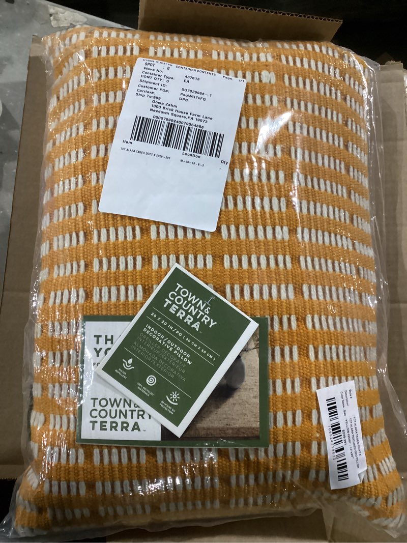 town & country terra alara textured geo stripe handcrafted indoor outdoor decorative pillow, 100% re