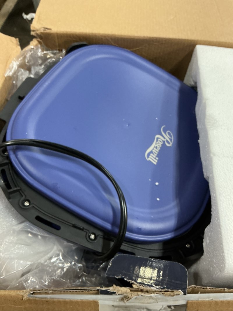 Condition photo showing As Is for Rosewill 4-in-1 Portable Glass Air Fryer, 4.7QT Transparent Glass Cooking Pot with Storage Lid & Tongs, Compact Smart for Deep Roast, Recrisp, Keep Warm – Navy Blue
