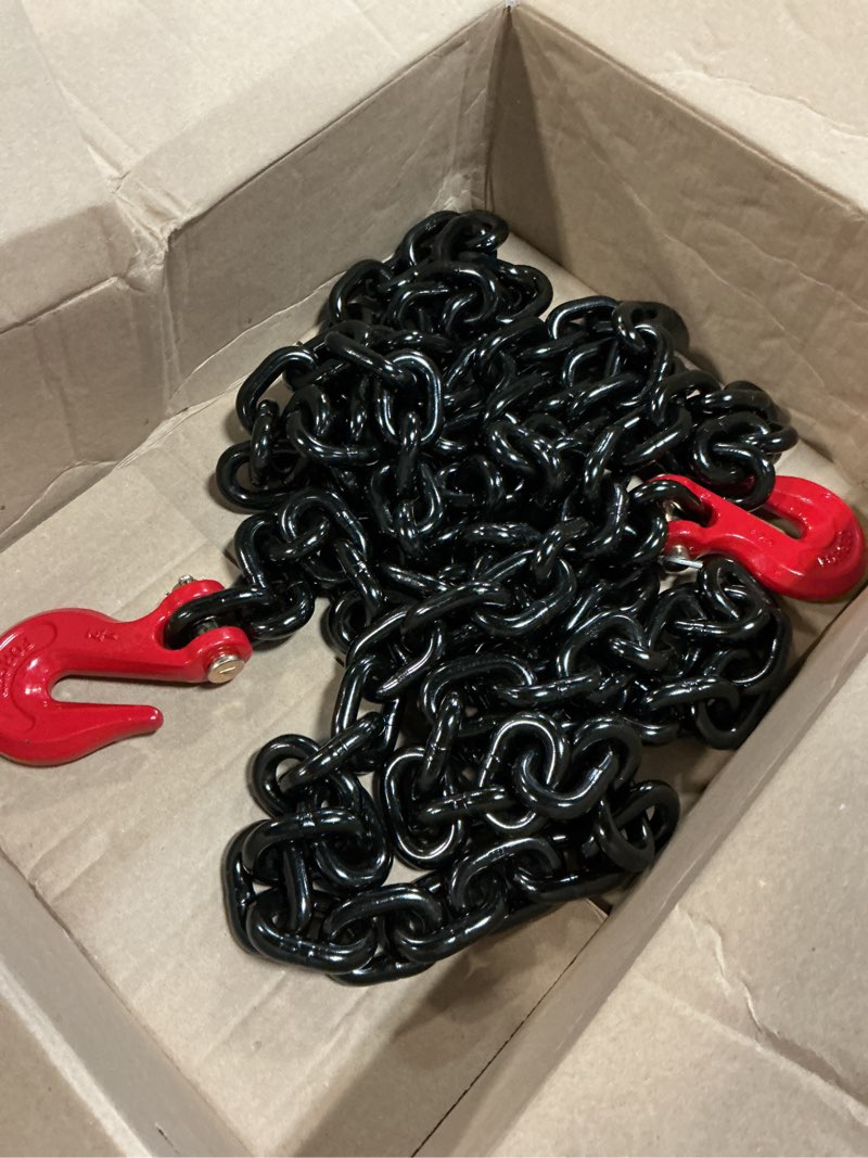 Condition photo showing As Is for 1/2" x 20' grade 80 transport binder chain - 12,000 lbs wll - clevis grab hook, tie-down, towing 1/2" x 20' 1-pack