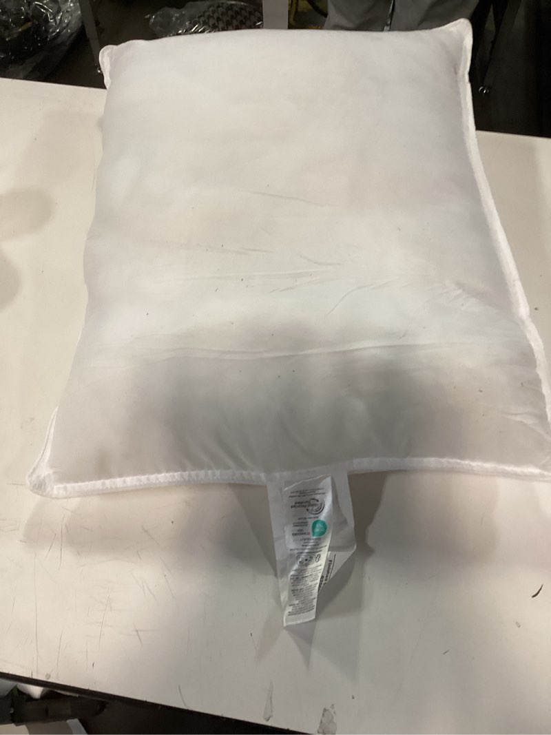Condition photo showing As Is for Amazon Basics Down Alternative Pillows for Stomach and Back Sleepers, Soft Density, Standard, Pack of 2, White, 26 in L x 20 in W Standard (Pack of 2) Soft