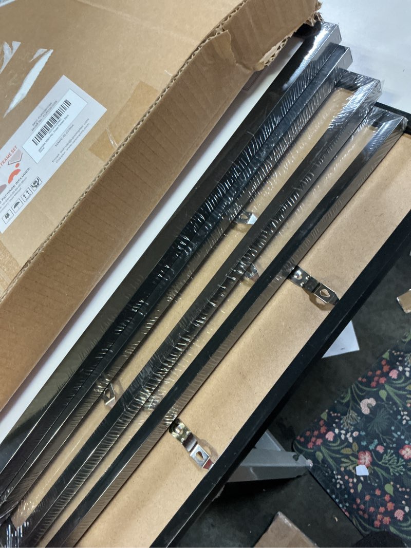 Condition photo showing Good Condition for upsimples 16x24 Picture Frame Set of 5, Display Pictures 14x20 with Mat or 16 x 24 Without, Wall Gallery Poster Frames, Black Black 16x24