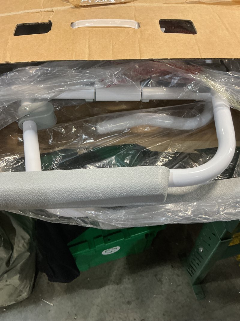 Condition photo showing New/Like New for medline 3-in-1 steel bedside commode, elongated seat, sturdy folding frame, 7.5 qt. bucket, 350 lb. weight capacity, clip-on seat, easy cleaning, tool-free assembly, gray