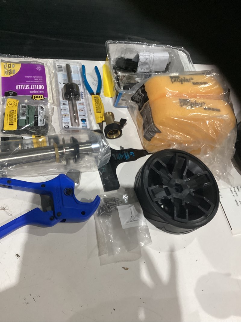 Condition photo showing As Is for assorted home improvement lot (small tools, screw, home accessories