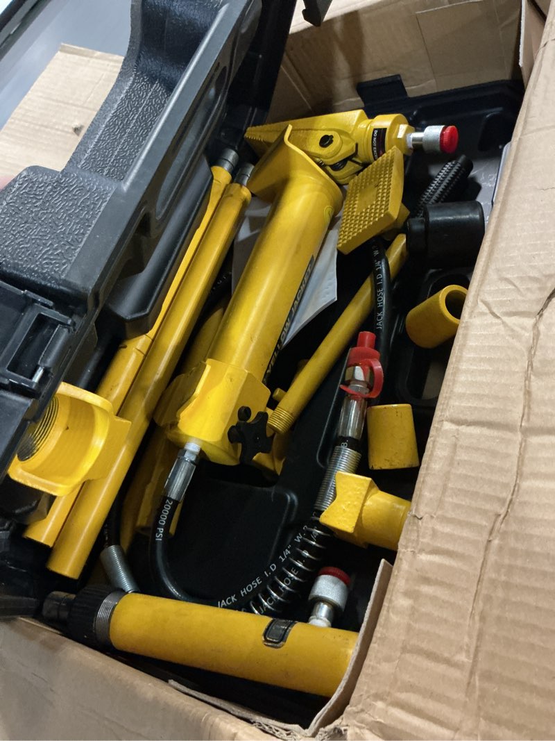 Condition photo showing Good Condition for YELLOW JACKET 6 ton Porta Power Kit Hydraulic Ram Jack Pusher Puller Auto Body Frame Repair Tool with Blow Mold Carrying Storage Case for Car Repair,Truck,Farm