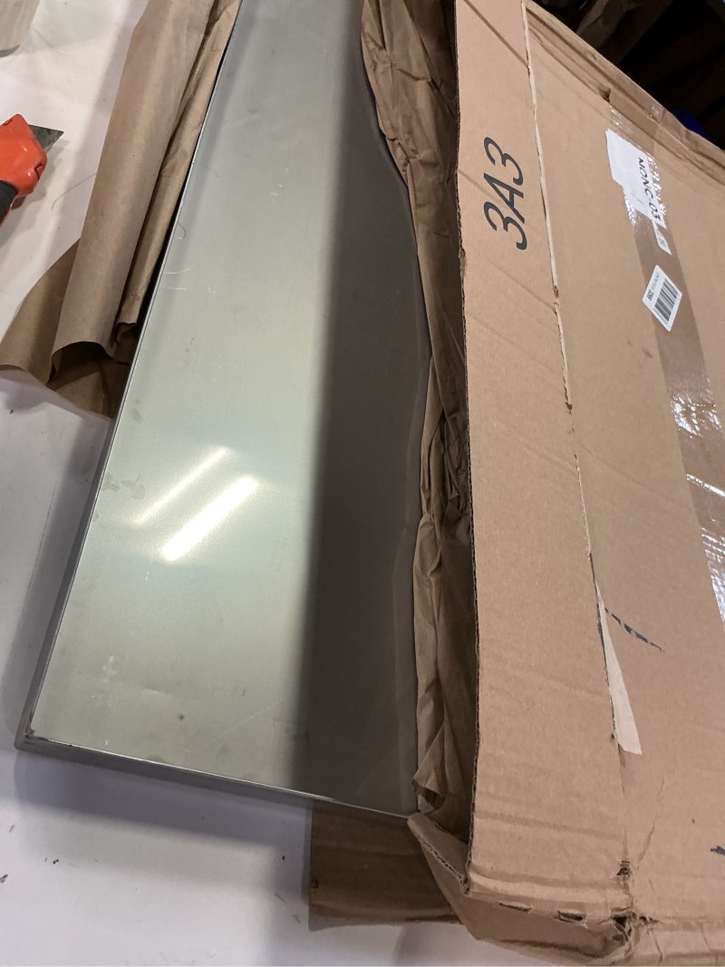Condition photo showing As Is for 29.5" x 17.5" metal replacement dog crate pan chew proof crack proof pet kennel tray central dog training crate pan pet supplies, stainless steel, 1" h stainless steel 29.5" x 17.5"