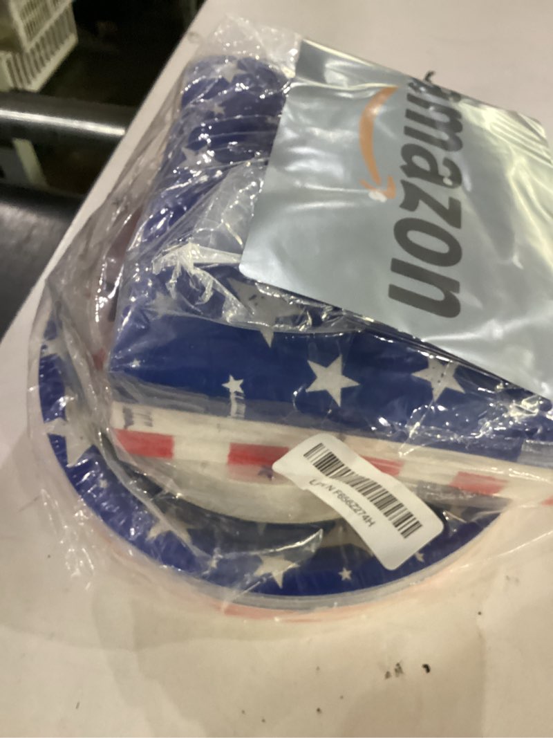 Condition photo showing Good Condition for 4th of july party supplies set-american patriotic theme for independence & election day decorations, includes dinner & dessert plates, napkins- for patriotic & 4th of july party decorations-48 guests multicolor americana