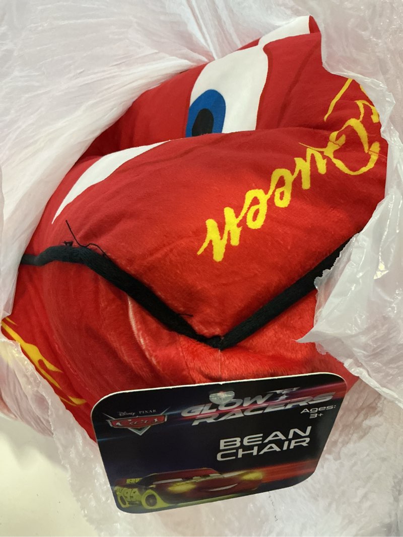 Condition photo showing Good Condition for disney cars 18 inch toddler square beanbag chair, red