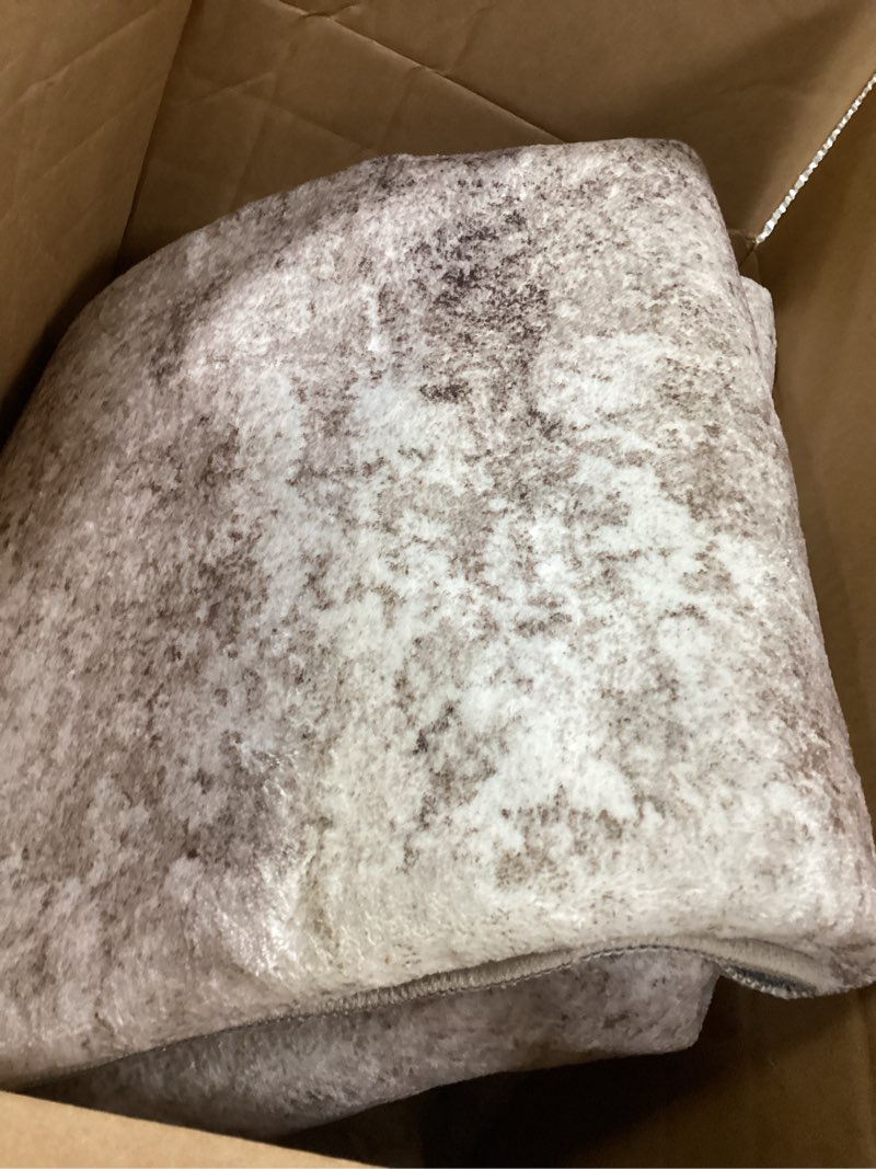 Condition photo showing As Is for 5x7 Washable Area Rug for Living Room, Non-Slip Soft Modern Abstract Large Carpet, Low Pile Neutral Rugs for Bedroom, Dining Room, Home Office, Dorm, Indoor Decor, Taupe Brown Taupe 5' x 7' (Rectangular)
