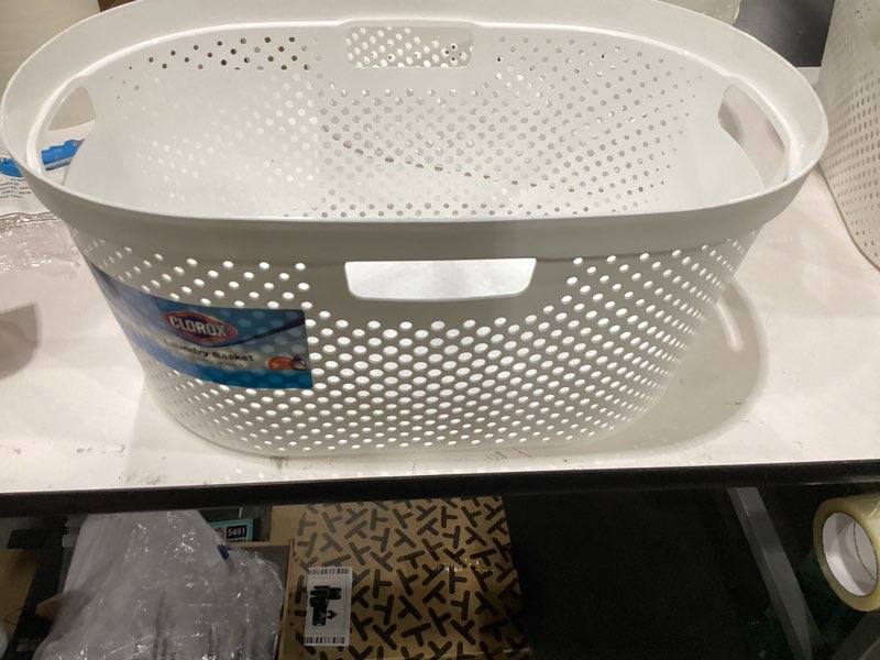 Clorox Laundry Basket Plastic - Portable Clothes Hamper with Handles - Short Storage Bin for Bedroom