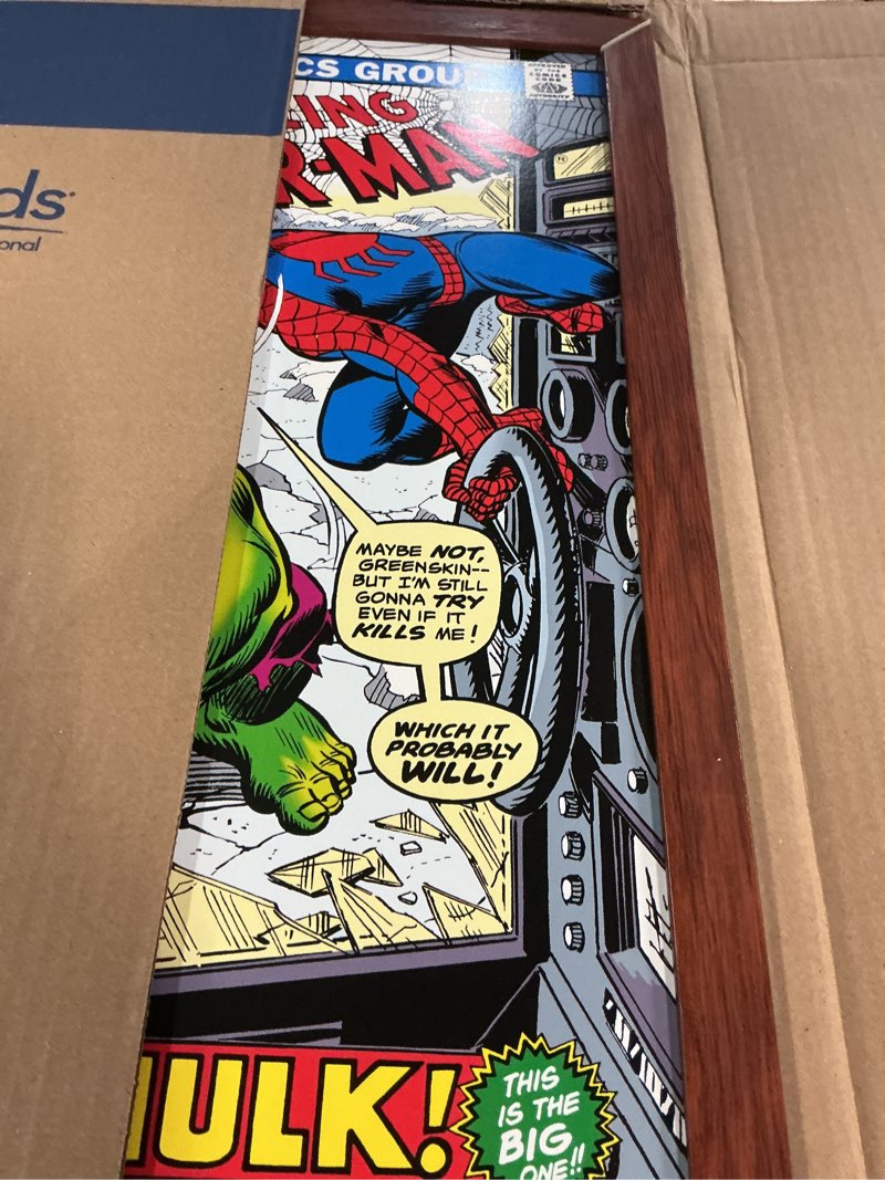 Condition photo showing Good Condition for trends international marvel comics spider-man - the amazing spider-man #119 wall poster, 22.4l x 14.7w, barnwood framed version barnwood framed version 22.4"l x 14.7"w