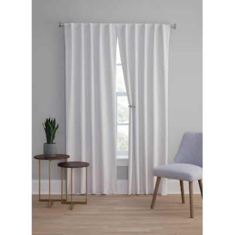 style selections 84-in white blackout thermal lined back tab/pinch pleat/rod pocket curtain