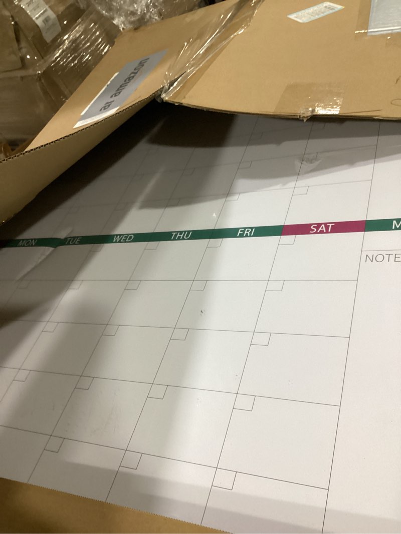 Condition photo showing As Is for arcobis 3-month dry erase calendar for wall, 39"x28" magnetic whiteboard calendar with black aluminum frame, monthly calendar board for office, home, school black 39"x28"