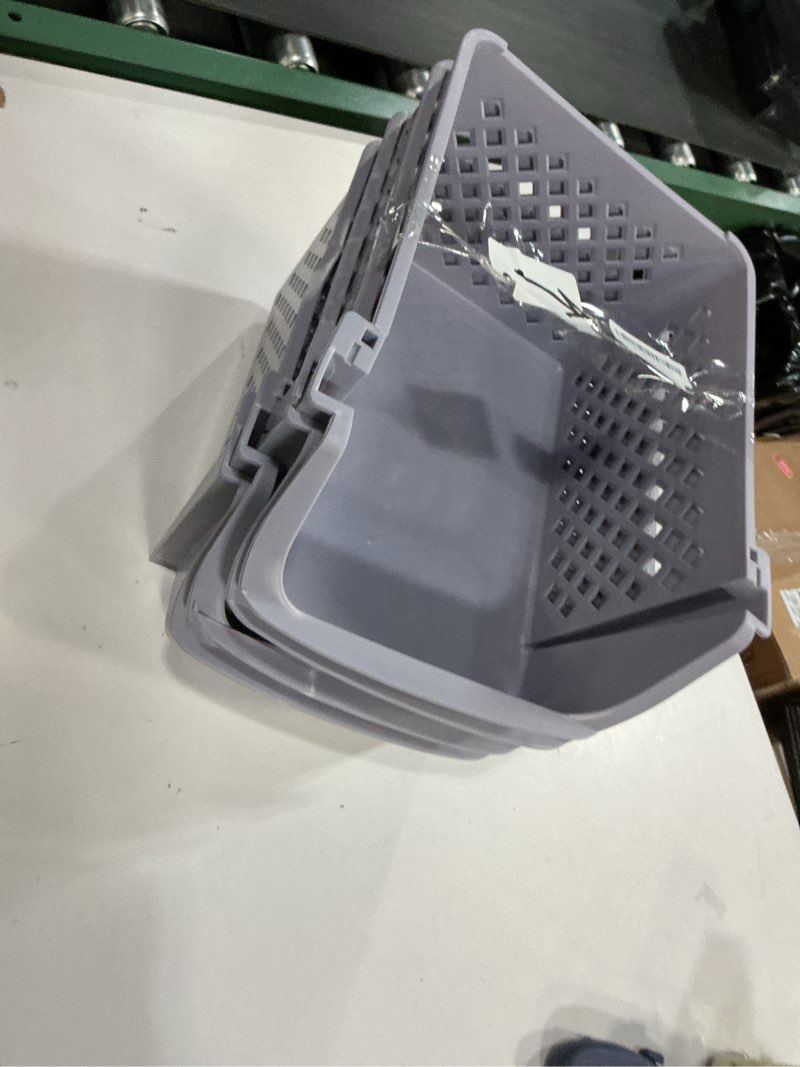 Condition photo showing item condition for TidyFriend Stackable Storage Bins for Pantry, 4 Pack Stackable Bins For Organizing Food, Kitchen, and Bathroom Essentials (Light Grey) Light Grey 4 Pack