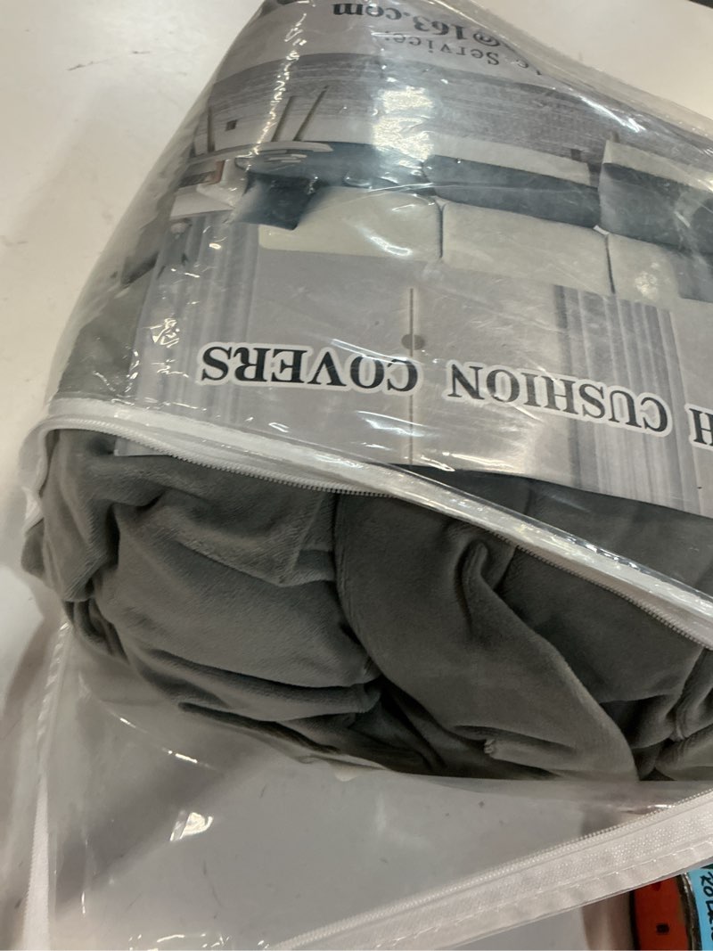 Condition photo showing Good Condition for bt.wa sectional couch covers for 3-piece seat cushion velvet separate l shape couch cover stretch sofa slipcover with 2 pieces pillowcases furniture protector (sofa 2 seater + 1 chaise, light grey) light grey 2 seater + chaise