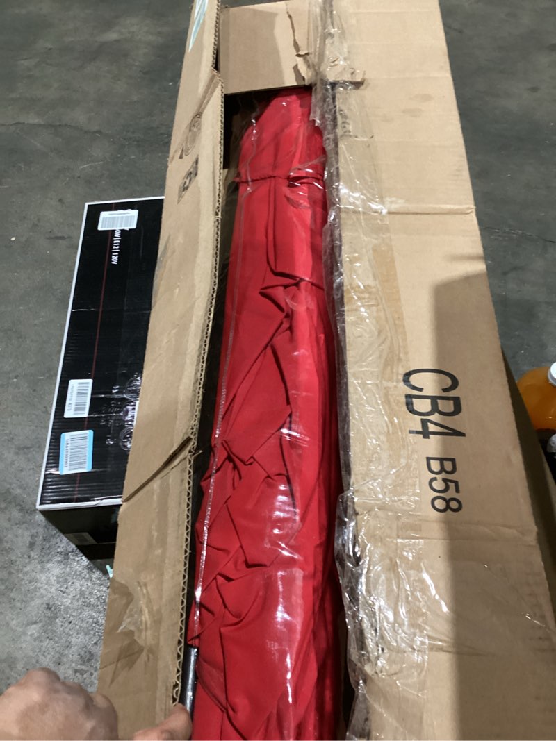 Condition photo showing As Is for Sunnyglade 9' Patio Umbrella Outdoor Table Umbrella with 8 Sturdy Ribs (Red)