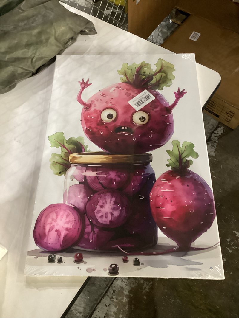 OIQArtOIQ Funny Kitchen Wall Art, Weird Kitchen Wall Decor, Vegetable Paintings Cool Postsers, Food Art, Eclectic Decor Dining Room, Chef Canvas Wall Art Print Artwork, Pickle Pictures 16"x24" Canvas Potato