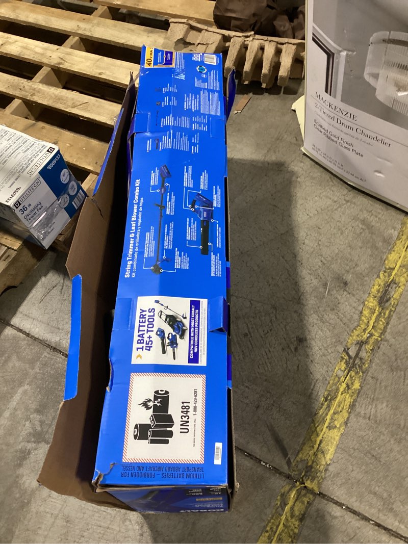 Condition photo showing As Is for kobalt gen4 40-volt cordless battery string trimmer and leaf blower combo kit 4 ah (battery & charger included)