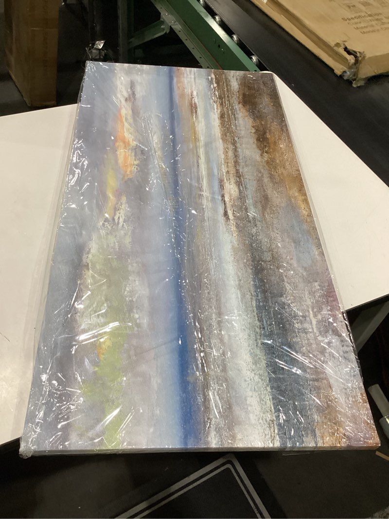 Condition photo showing New/Like New for abstract wall art large canvas pictures modern blue ocean artwork on canvas prints wall decoration for living room bedroom bathroom kitchen office home wall decor framed ready to hang 20" x 40" 40"l x 20"w blue abstract coastal
