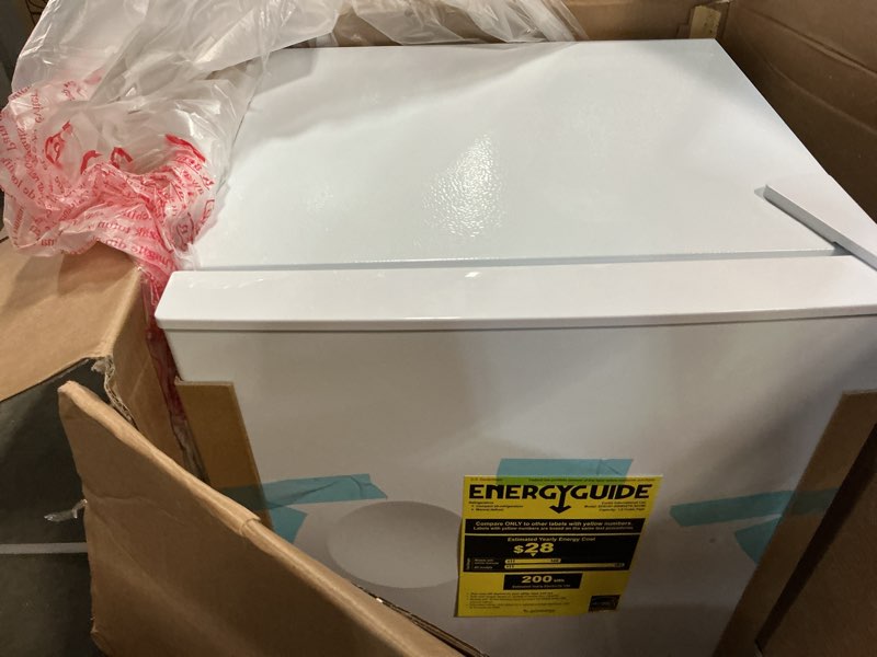 Condition photo showing New/Like New for Frigidaire, 1.6 Cu. Ft. Retro Series Compact Refrigerator, Built-In Side Bottle Opener, Soft RoseGold