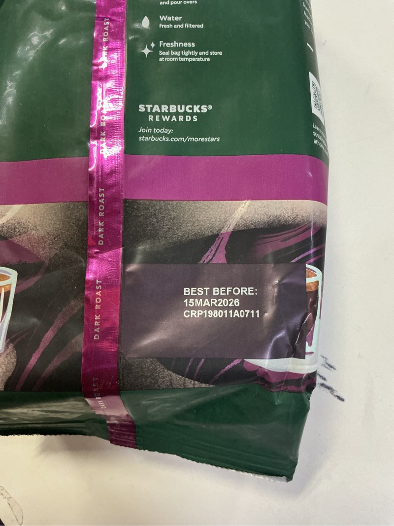 Condition photo showing New/Like New for Starbucks Ground Coffee, Dark Roast Coffee, Espresso Roast, 100% Arabica, 1 bag (28 oz) 28 Ounce (Pack of 1)
