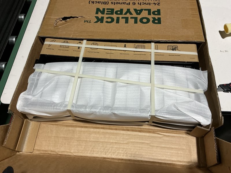 Condition photo showing Good Condition for FXW Rollick Unleashed Dog Playpen for Indoor, Yard, RV Camping, 24 inch 6 Panels for Small and Puppy Dogs?Patented Black 24"H 6 Panels