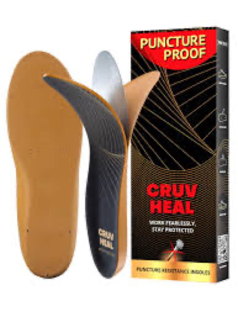 cruvheal puncture resistant work insole - nail proof - steel toe inserts - work boot insoles for men