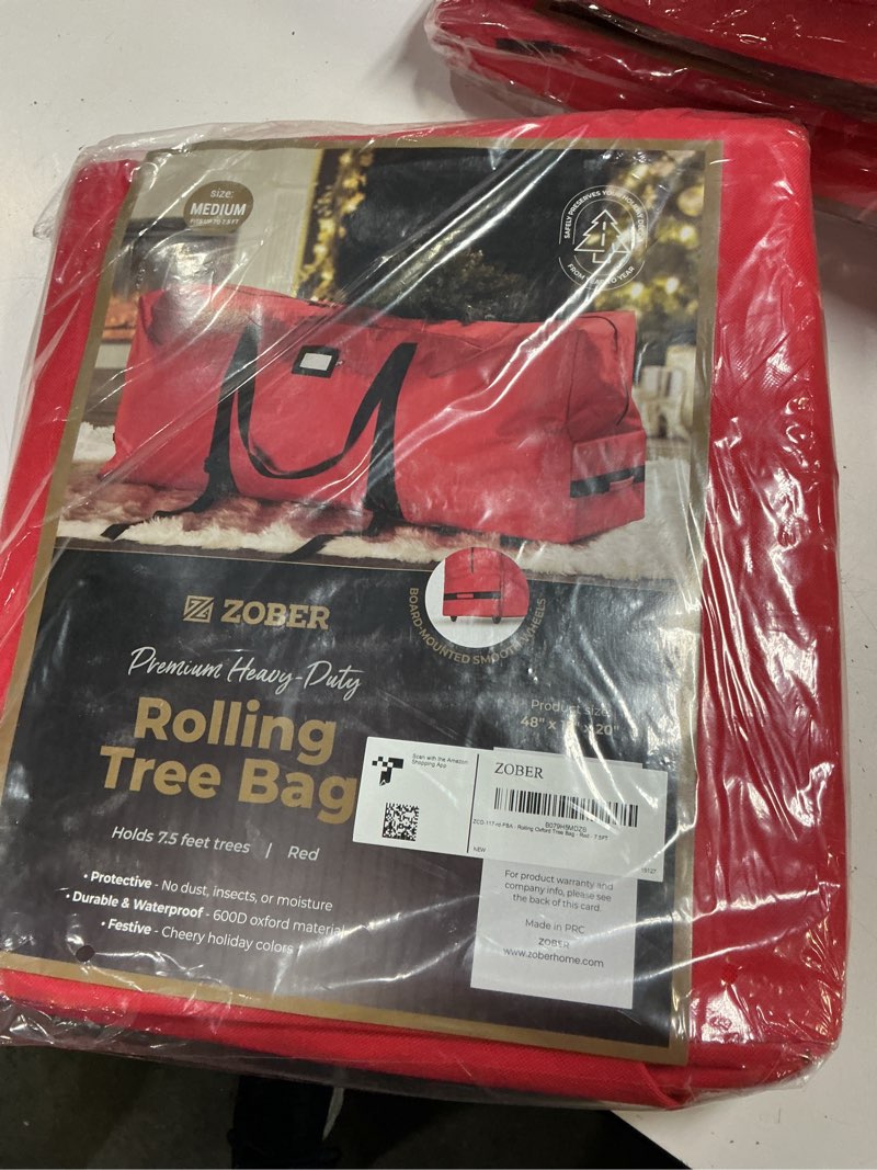 Condition photo showing New/Like New for zober 600d oxford fabric rolling christmas tree storage bag - fits 7.5 ft artificial trees - waterproof christmas tree bag for storage box for xmas, durable handles and wheels - card slot - red red 7.5 ft