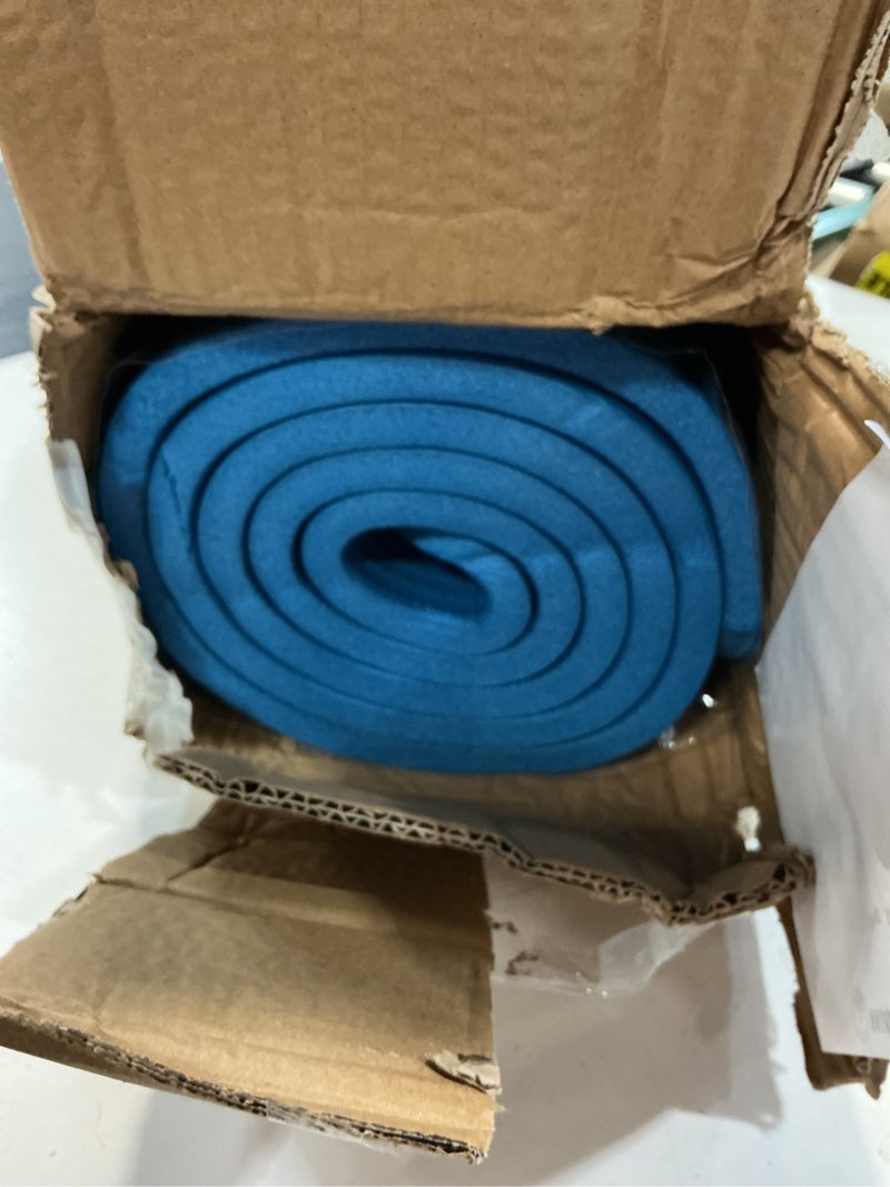 Condition photo showing As Is for foam sleeping pad - lightweight 1-inch mat for camping, cots, tents, backpacking, and yoga - non-slip and waterproof with handle by wakeman blue