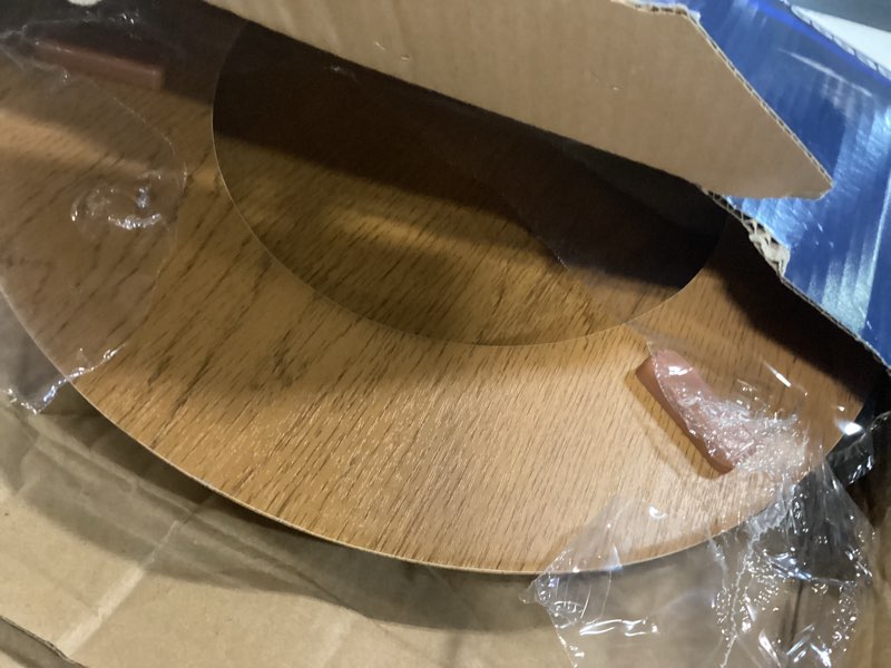 Condition photo showing As Is for project source wood oak veneer round toilet seat