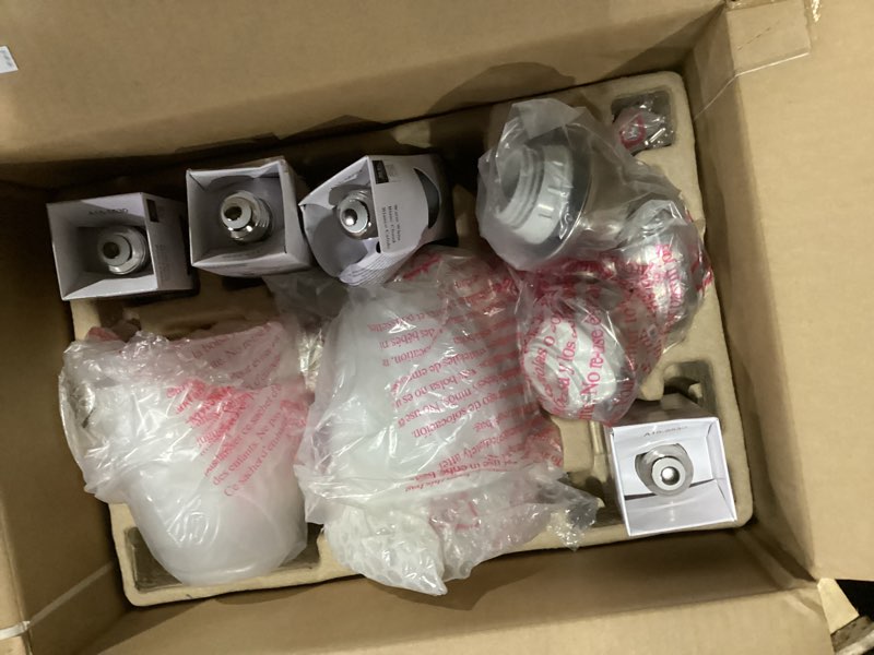 Condition photo showing As Is for harbor breeze 10-in 4-light silver led ceiling fan light kit