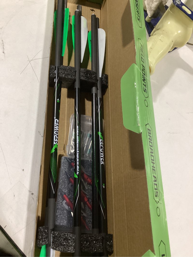 Condition photo showing Good Condition for DEEPOWER 6 Pack Crossbow Bolts 20 inch GPI 9.9 with Broadheads 100 Grain and 7.62mm Lighted Nocks Crossbow Arrows for Hunting and Practice Green