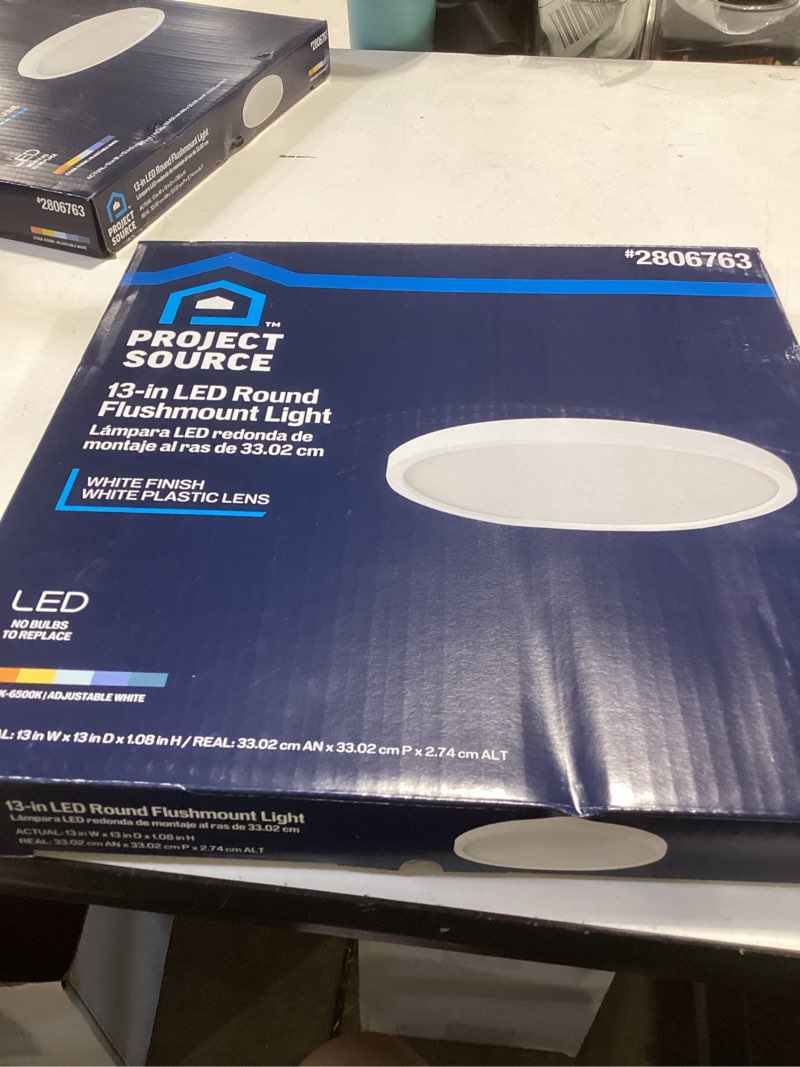 project source round flush mount 13-in white flush mount light energy star