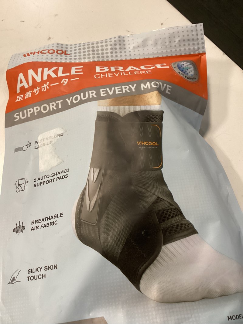 Condition photo showing Good Condition for slim-fit ankle brace for sprained ankle, quick lace up ankle support for women men with 2 auto-shaped pads, air fabric cool ankle stabilizer for injury recover, running,sports,xs(9.6”-10”) xs(ankle size:24-26.5cm)/pack of 1