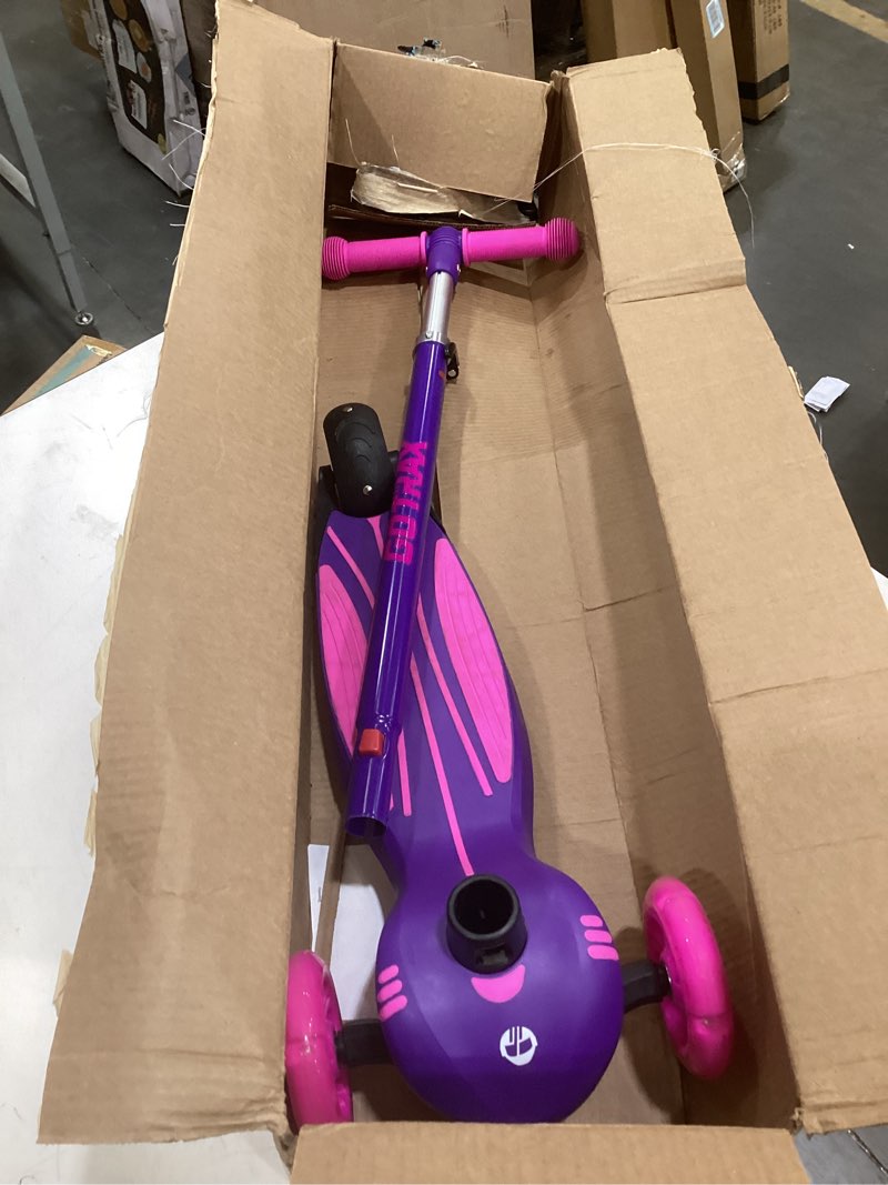 Condition photo showing Good Condition for gotrax ks1 kids kick scooter, led lighted wheels and 3 adjustable height handlebars, lean-to-steer & widen anti-slip deck, 3 wheel scooter for boys & girls ages 2-8 and up to 110 lbs purple