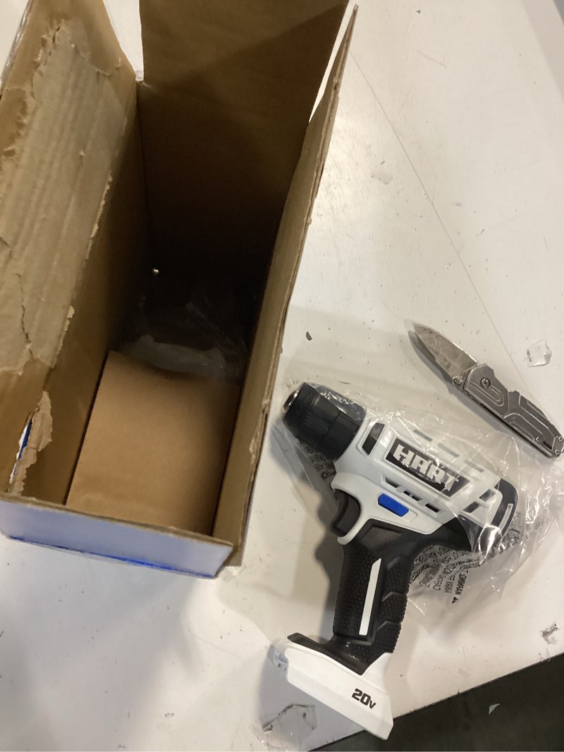 Condition photo showing New/Like New for hart hpdd51b 3/8” drill/driver kit, 20v, lithium-ion battery, 250 ft-lb torque, 1.5ah