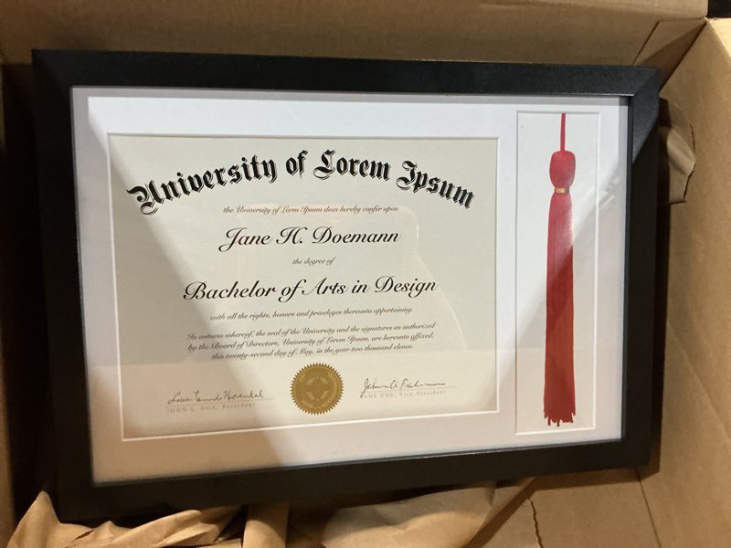 Condition photo showing Good Condition for americanflat 11x16 graduation frame - shatter-resistant glass - fits 8.5x11 diplomas with tassel opening - signature collection - diploma frame with tassel holder for wall display - black