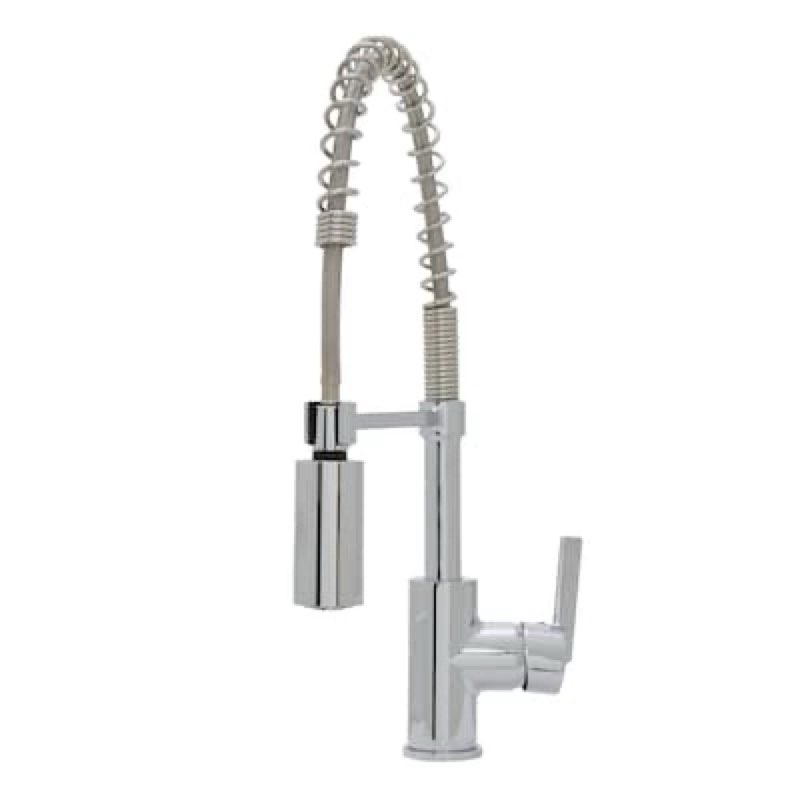 project source flynt chrome single handle deck-mount pull-down kitchen faucet with sprayer (includes deck plate)