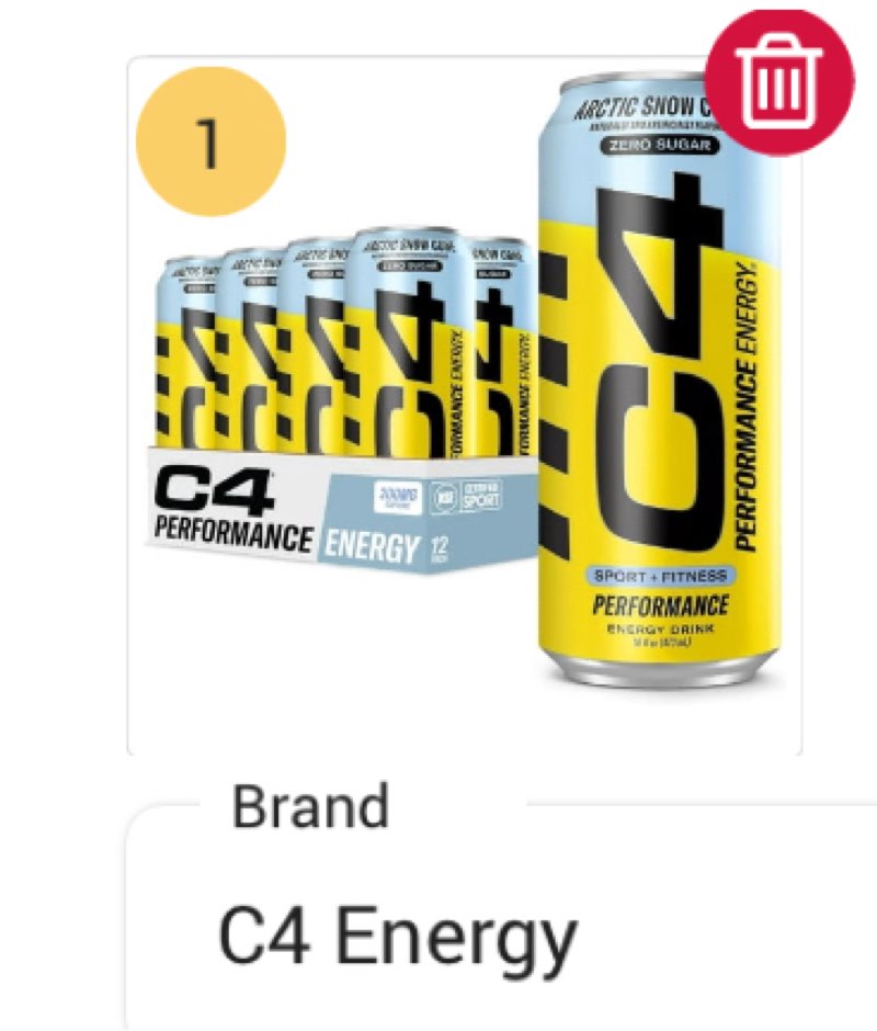 C4 Performance Energy Drink  Arctic Snow Cone Flavor  Zero Sugar  Carbonated  16 oz can (12 Pack) (EXP 08/2025)