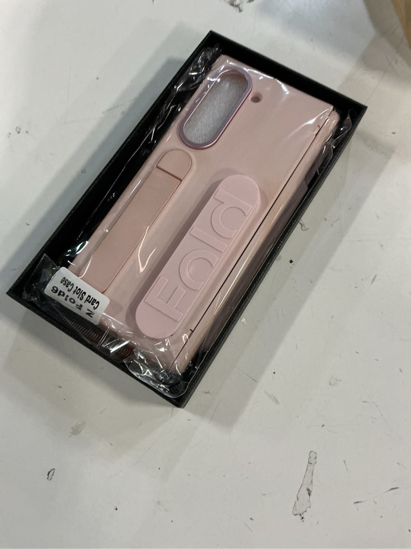 Condition photo showing New/Like New for for samsung galaxy z fold 6 case with s pen slot & stylus, [with card slot] z fold 6 hand strap case with screen protector kickstand hinge protection shockproof wristband protective case pink