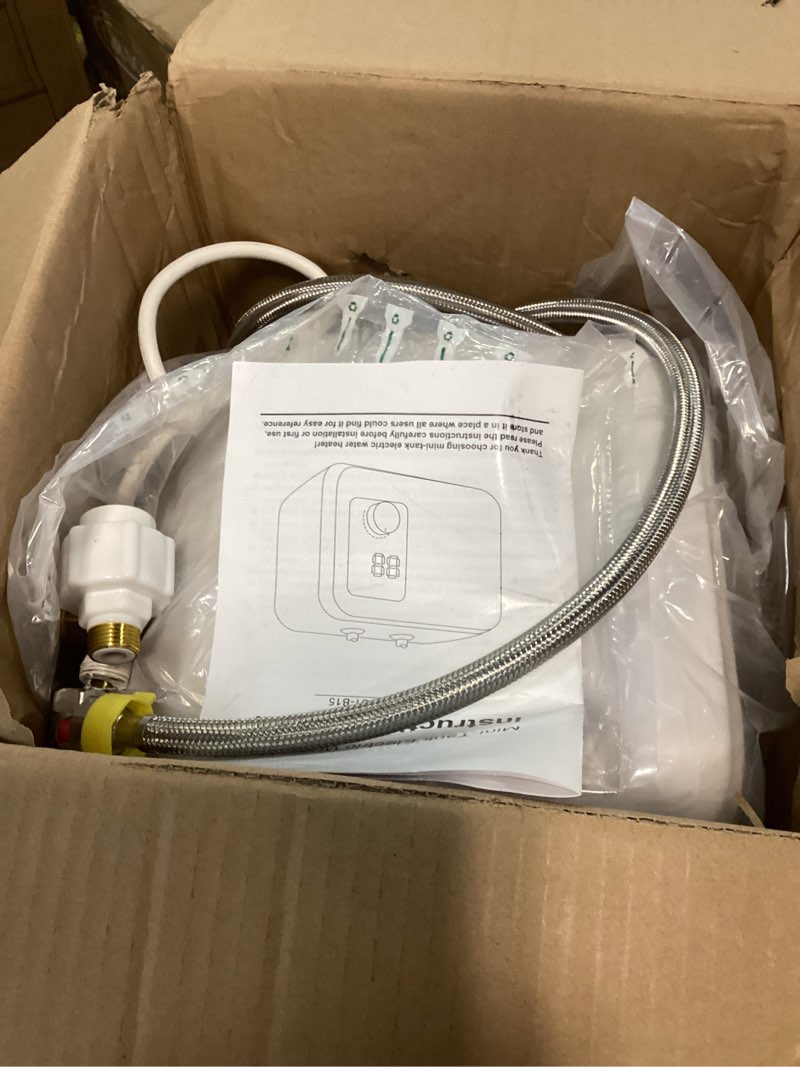 Condition photo showing As Is for Mini-Tank Electric Water Heater Under Sink 2.6 Gallon 1500W Point of Use Instant Hot Water Heater for Kitchen Counter Rv Tr Trailer, with GFCI Plug AVK-B15