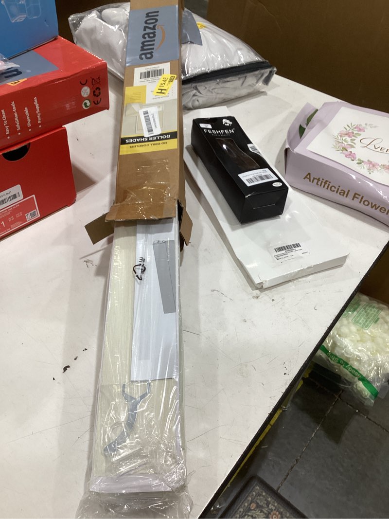 Condition photo showing Good Condition for unishades no tools no drill cordless blackout roller shades for indoor windows, easy to install, darkens rooms, blocks heat, and protects against uv rays, window size 22” w × 72" h cream blackout - cream 22" w × 72" h