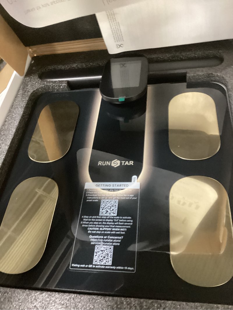 Condition photo showing Good Condition for RunStar Smart Scale FSA&HSA Eligible, 8 Electrodes Digital Bathroom Scale for Body Weight and Fat, BMI, Muscle Mass 28 Body Composition Measurement, with Full-Color TFT LCD on Retractable Handle black