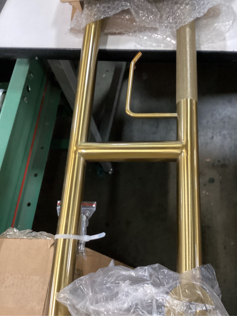 Condition photo showing Good Condition for Toilet Grab Bar 30.3 Inch, YuanDe Flip Up Grab Bar with Paper Holder, Brushed Gold Anti-Slip Safety Bars for Toilet, Stainless Steel Knurled Toilet Handles for Seniors Disabled Elderly Pregnant 30.3 IN Brushed Gold