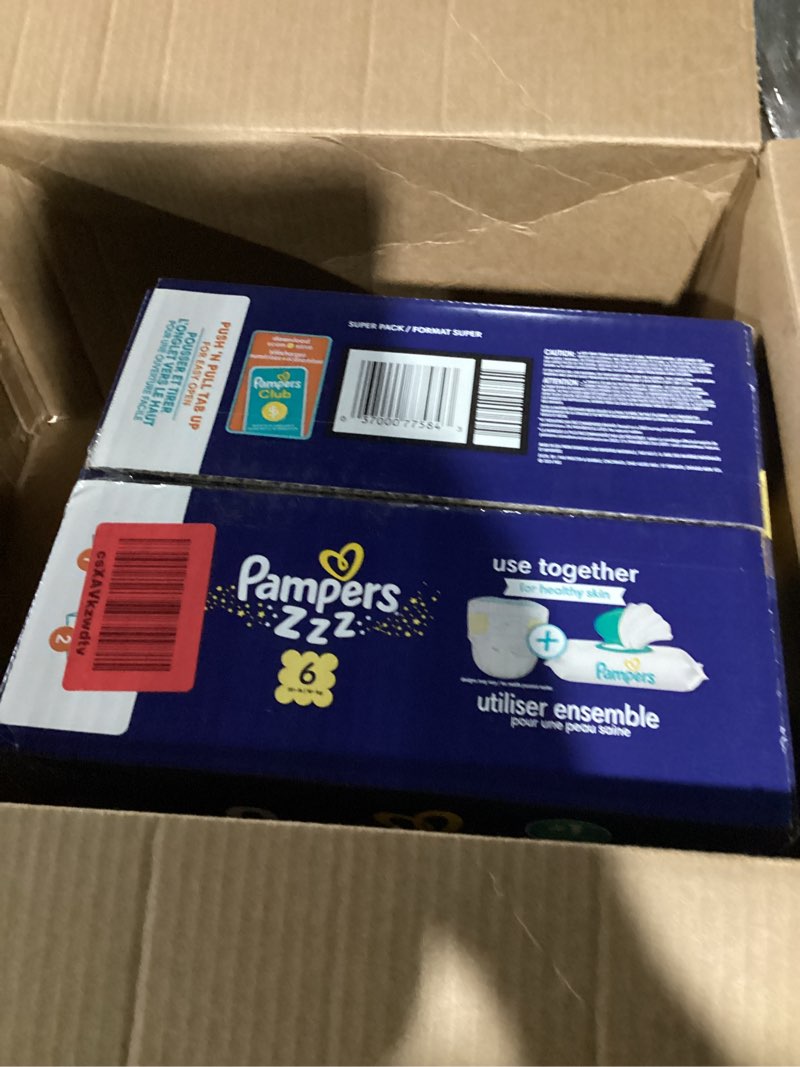 Condition photo showing Good Condition for Pampers ZZZ Overnight Diapers, Size 6 (35+ lbs), 42 Count, Nighttime Protection Disposable Baby Diaper, Night Time Leak and Skin Protection Size 6 42