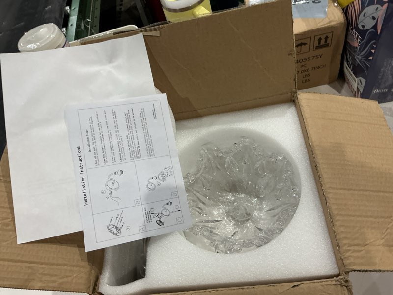 Condition photo showing Good Condition for 1 piece brushed nickel wall sconce with floral clear glass shade, brushed nickel finish wall mount lighting for bathroom, modern bathroom vanity light fixture 1-light nickel