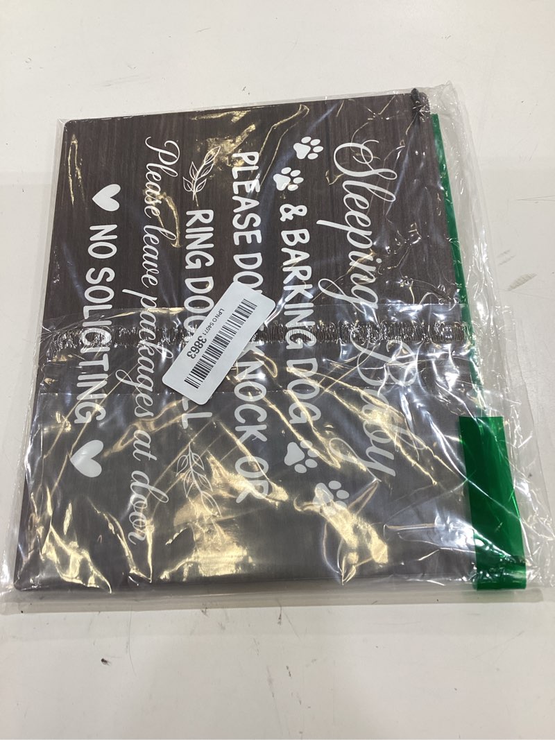 Condition photo showing New/Like New for sleeping baby sign for front door do not knock or ring doorbell sign, housewarming gifts new home gifts for women men, wooden sign with rope, wood hanging sign for porch bedroom door decorations -20